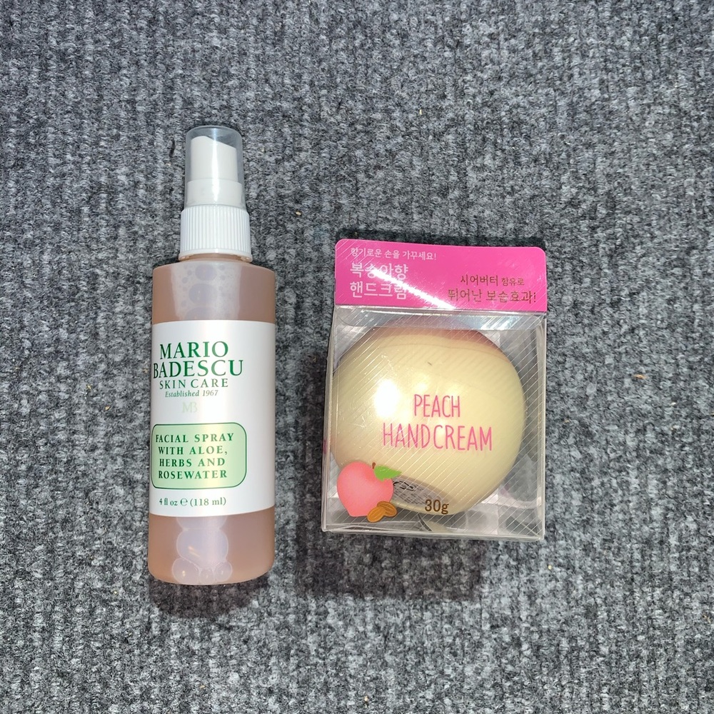 Mario Badescu facial spray/Korean hand peach cream
